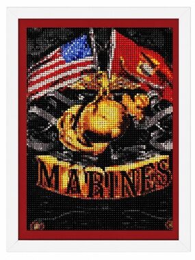US Marines Eagle Globe Anchor Diamond Wall Art - Black, Red, Gold